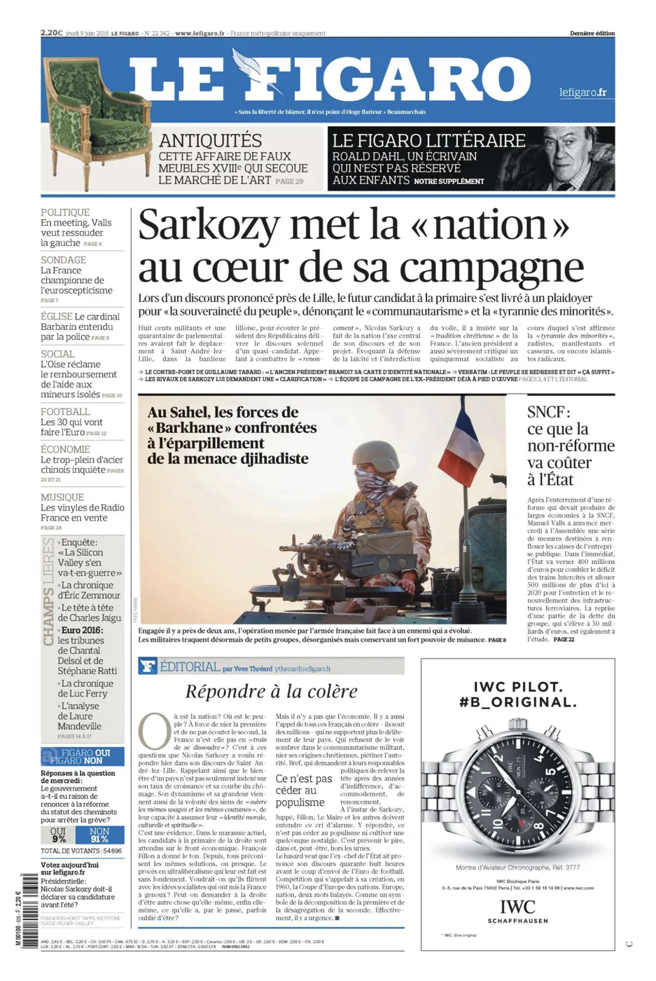 Cover of Le Figaro — photograph by Fred Marie