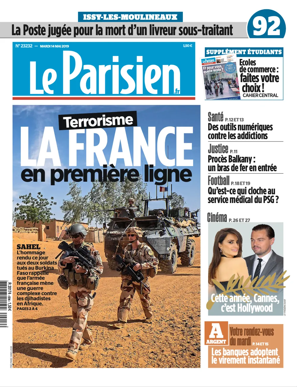 Cover of Le Parisien — photograph by Fred Marie