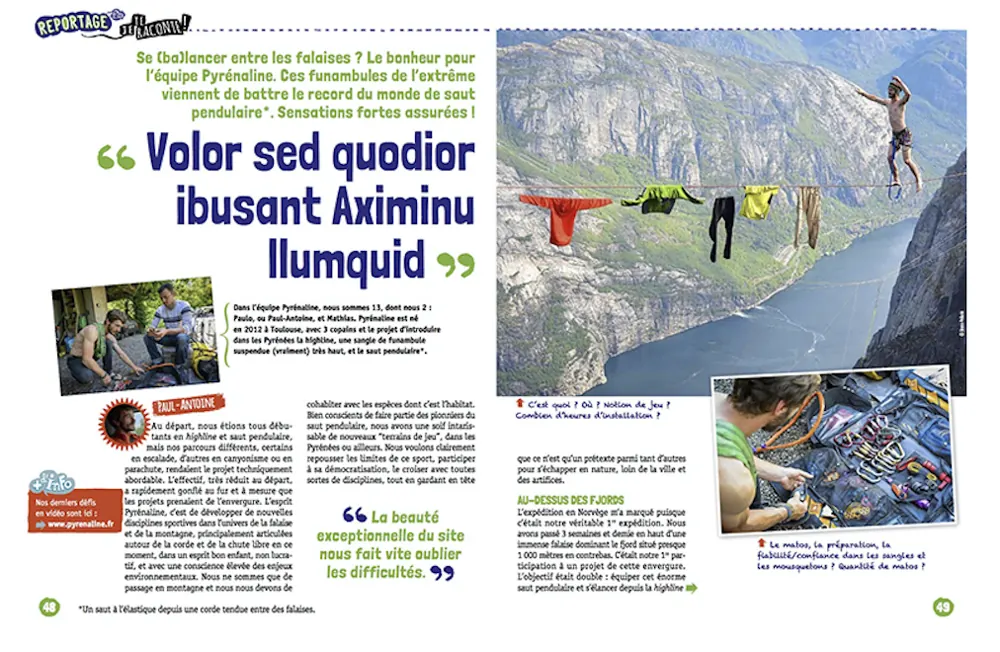 Press tearsheet — a report by Fred Marie published in the press