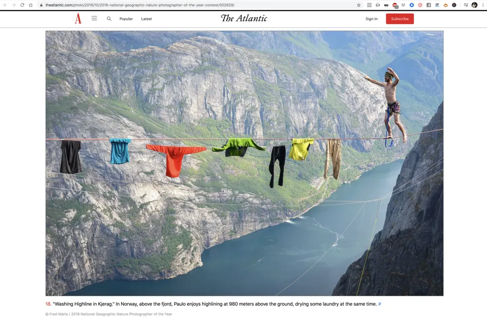 Press tearsheet — a report by Fred Marie published in the press