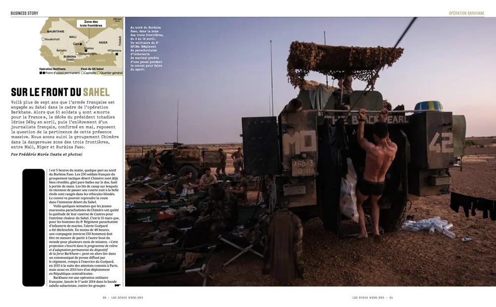 Press tearsheet — a report by Fred Marie published in the press