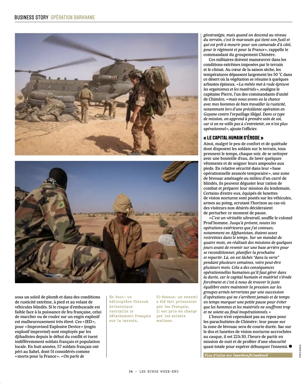 Press tearsheet — a report by Fred Marie published in the press