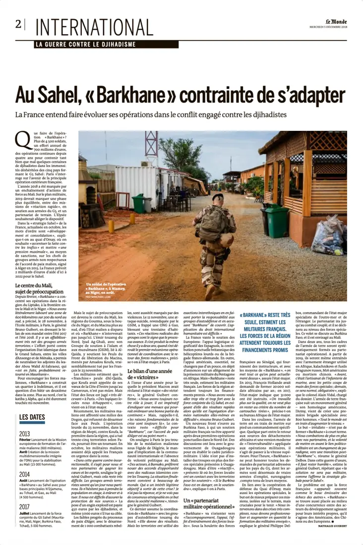 Press tearsheet — a report by Fred Marie published in the press
