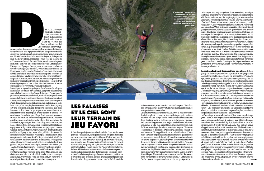Press tearsheet — a report by Fred Marie published in the press