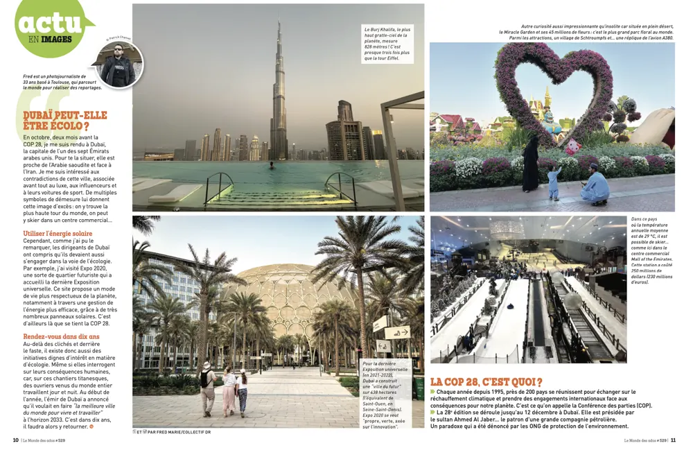 Press tearsheet — a report by Fred Marie published in the press